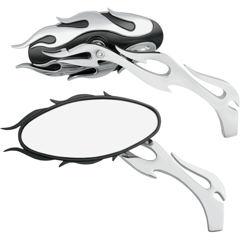 FLAME OVAL MIRROR CHR/BLK (PR)
