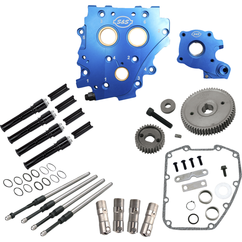 Cam Chest Kit w/o Cams Gear drive Oil cooled Blk P