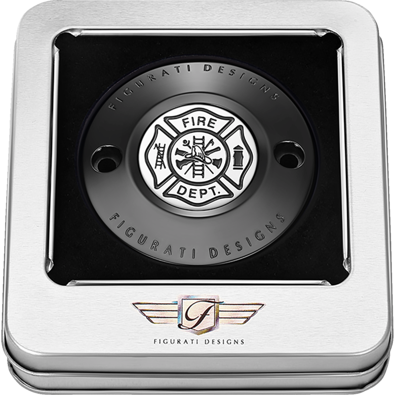 TIMING COVER BLACK WITH MALTESE CROSS-FIRE, 2-HOLE