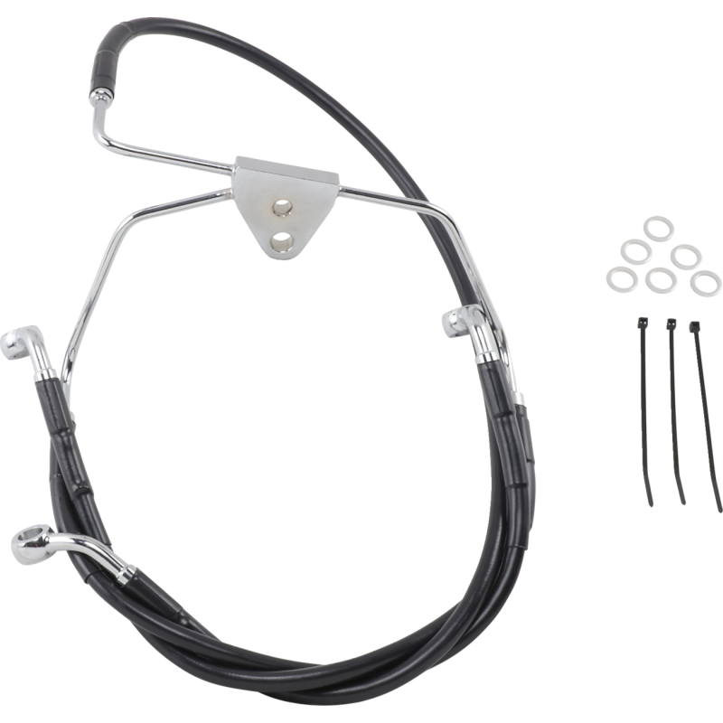 96-07 FLHT/X BLK FRT BRAKE LINE KIT