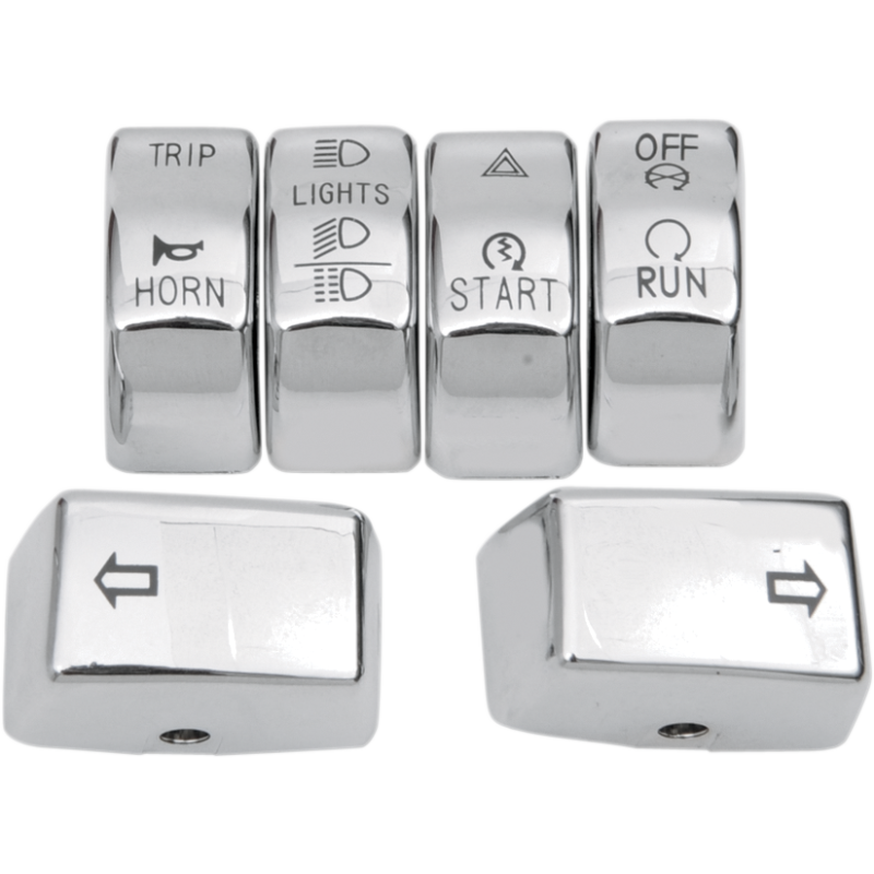 12-17 S/TAIL/DYNA 6PC CHR SWITCH CAP KIT