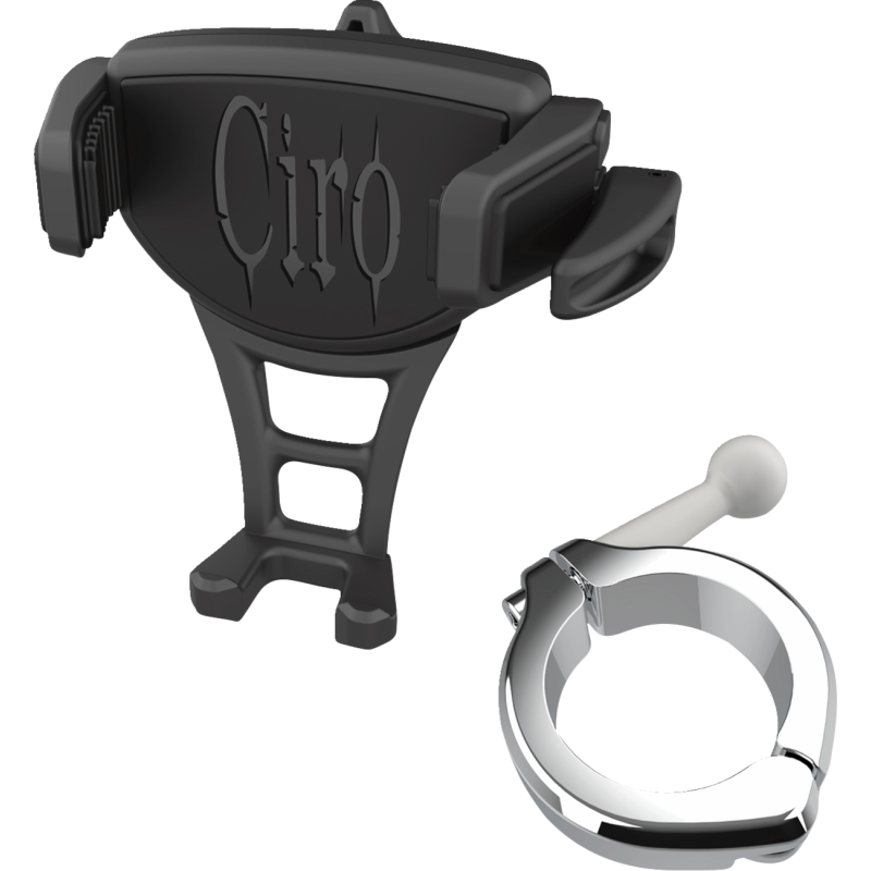 HOLDER PHONE CONSTRICTOR BLK, H-BAR MOUNT 1-1/2" CHR