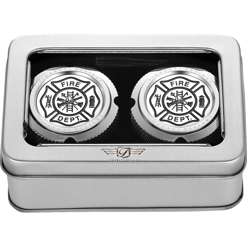 FRONT AXLE NUT COVERS SILVER WITH MALTESE CROSS-FIRE