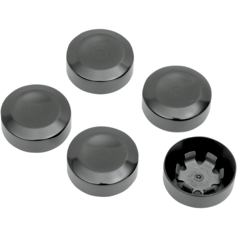 93-17 FXST/FXD BLK PULLEY BOLT COVERS 5PK