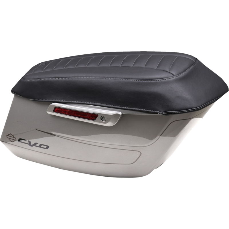 Deluxe Saddlebag Lid Covers-Black w/Gunmetal Stitch-Touring