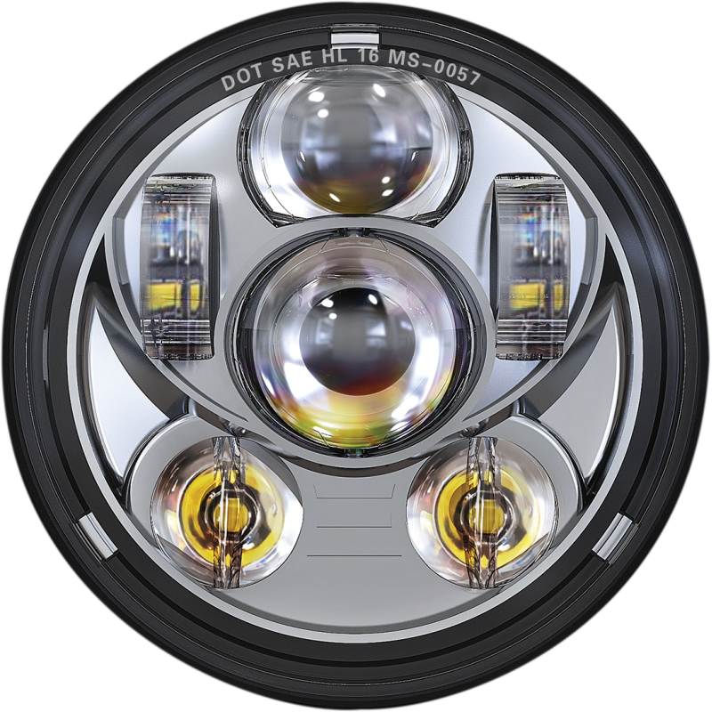 45W - 5.75" Motorcycle Headlight - Chrome - DOT