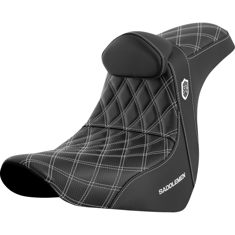 SEAT SDC PERF GRIPPER W/BR WHITE STITCH