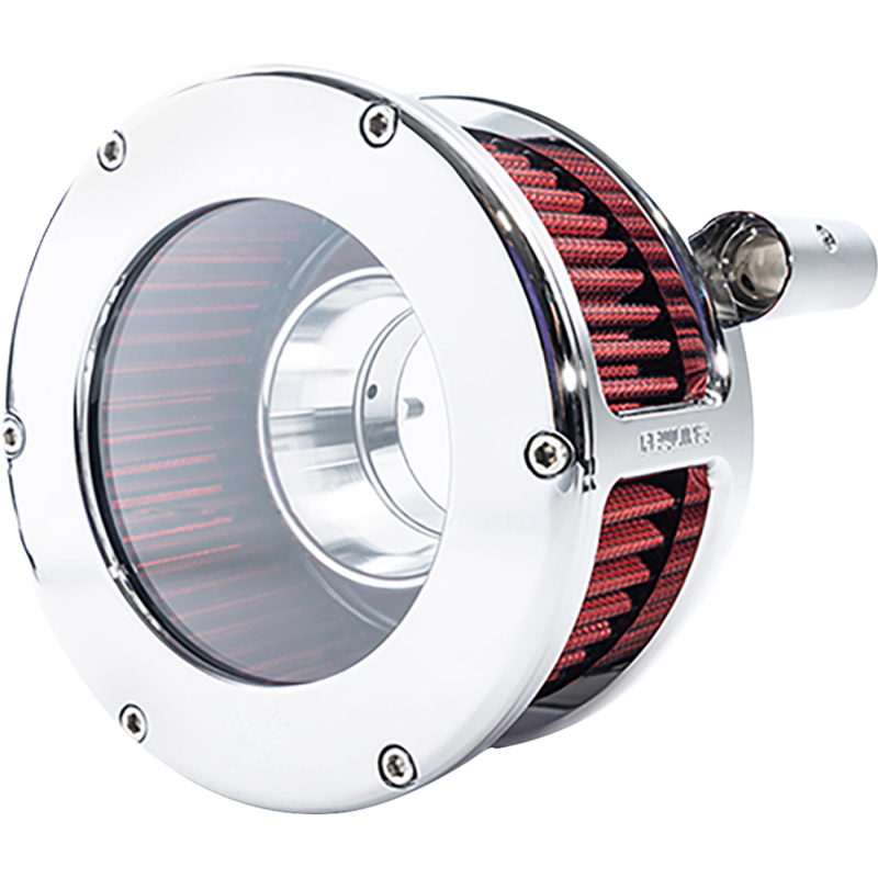 AIR CLEANER BA CLEAR COVER CHROME/RED TC,08-17 TOUR