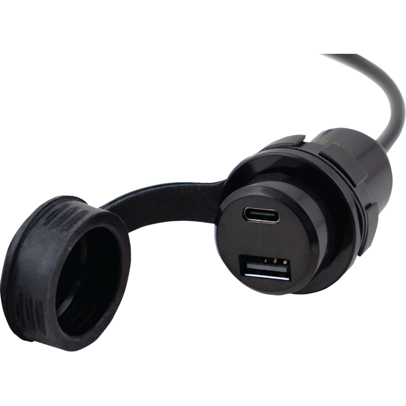DUAL PORT USB CHARGER TYPE A + C BLACK