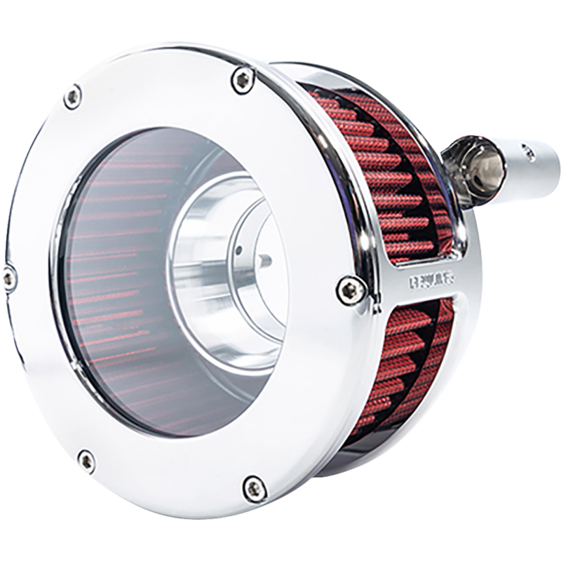 AIR CLEANER BA CLEAR COVER CHROME/RED 93-99 EVO BT