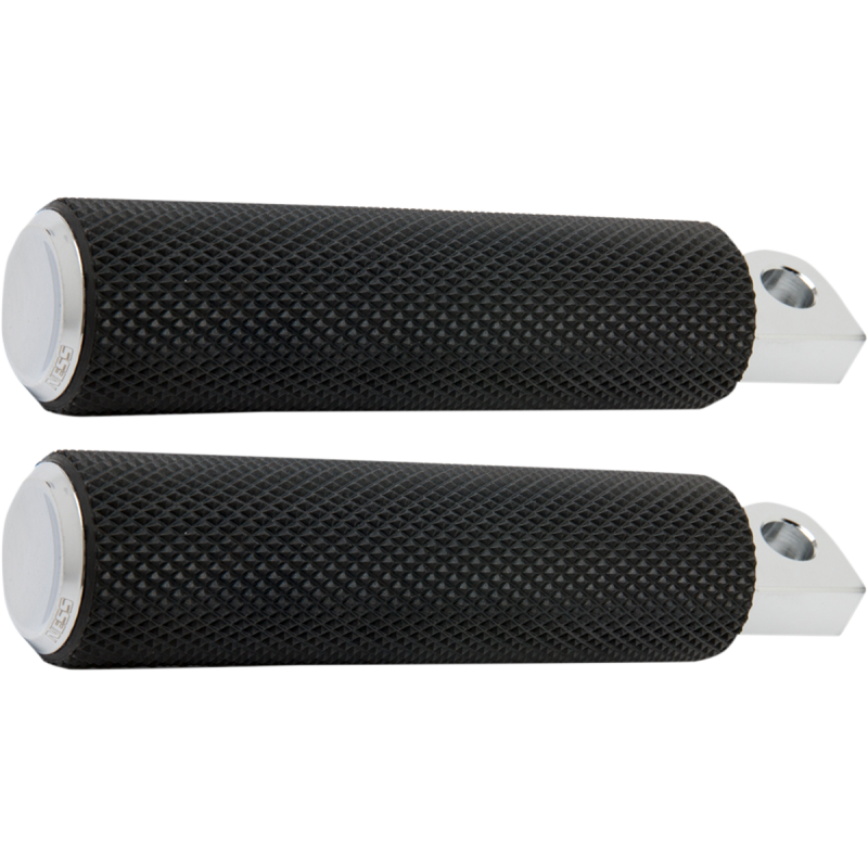 FOOTPEGS KNURLED RUBBER CHROME