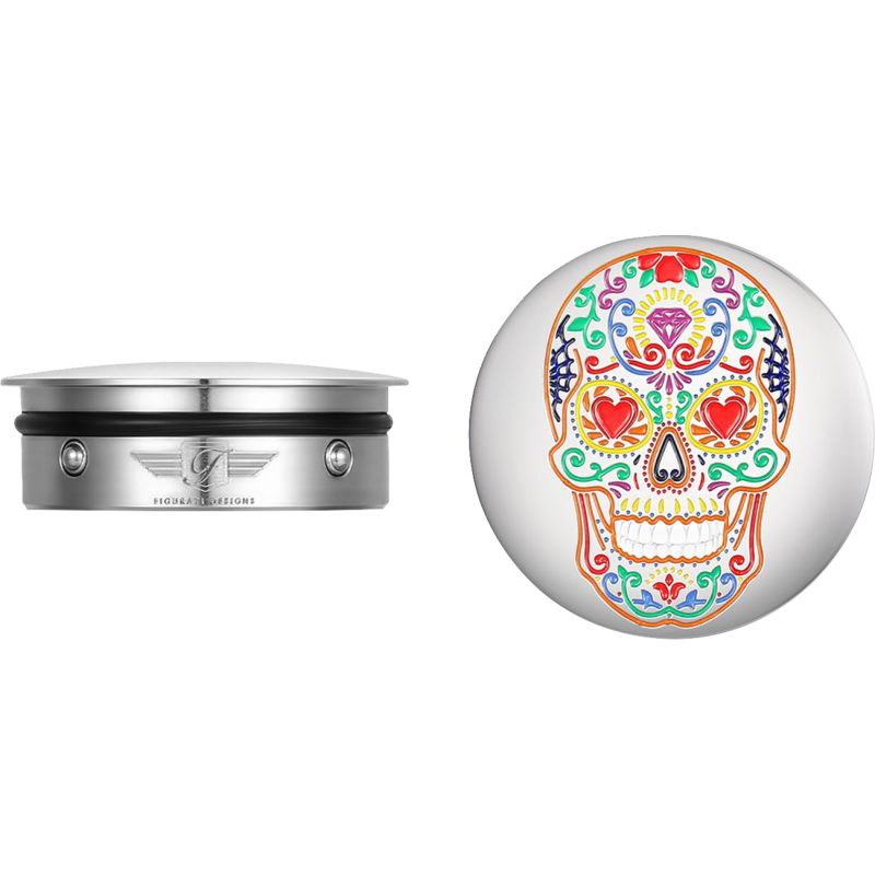HARLEY-DAVIDSON SILVER SUGAR SKULL CUSTOM SWING ARM COVERS