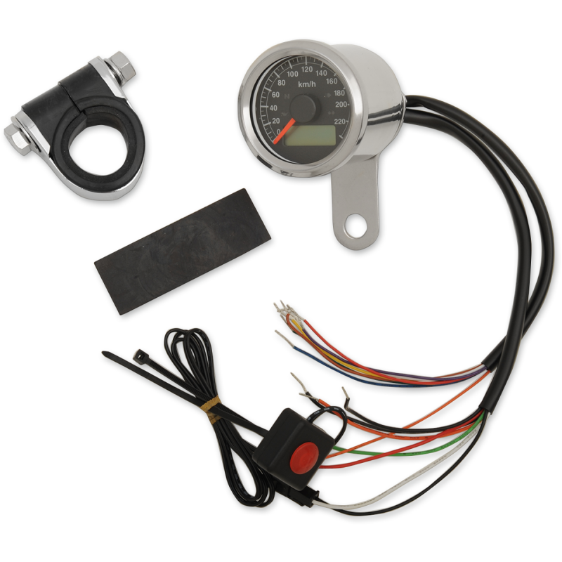 SPEEDO W/4LTS KPH SS/BLK
